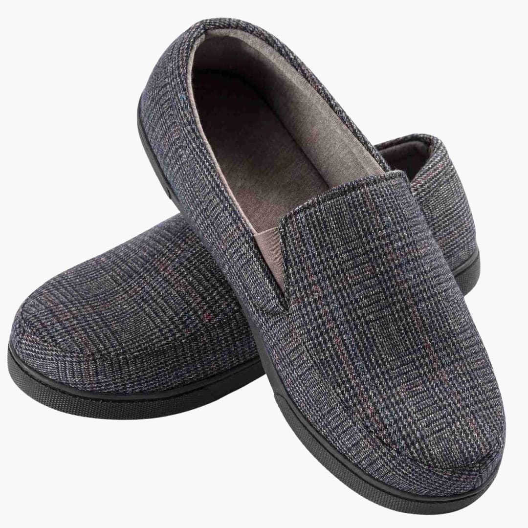 Mocassins homme à carreaux avec semelle antidérapante