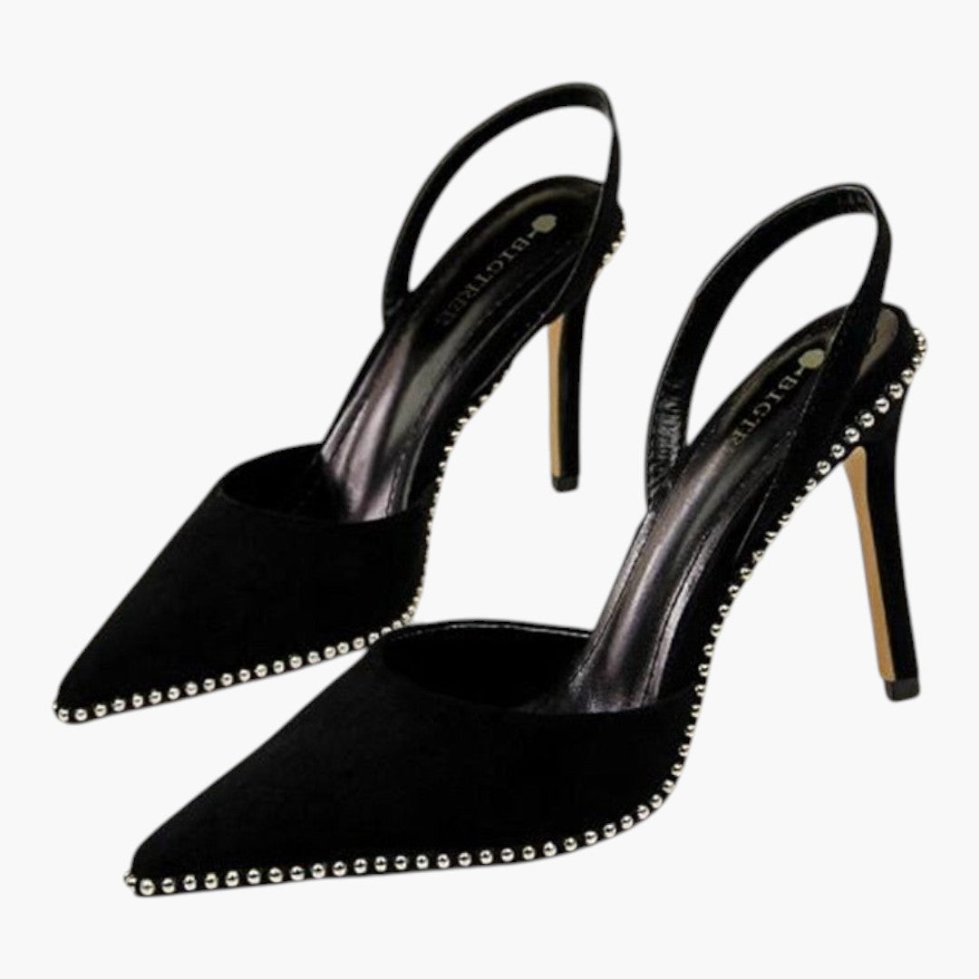 Mules Femme Chaussures avec Talon Fin et Ornements Cristal