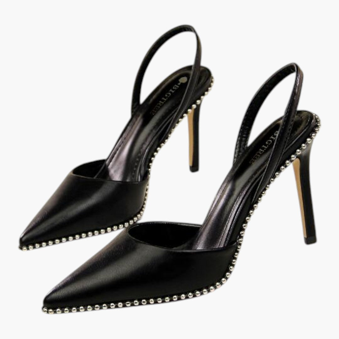 Mules Femme Chaussures avec Talon Fin et Ornements Cristal
