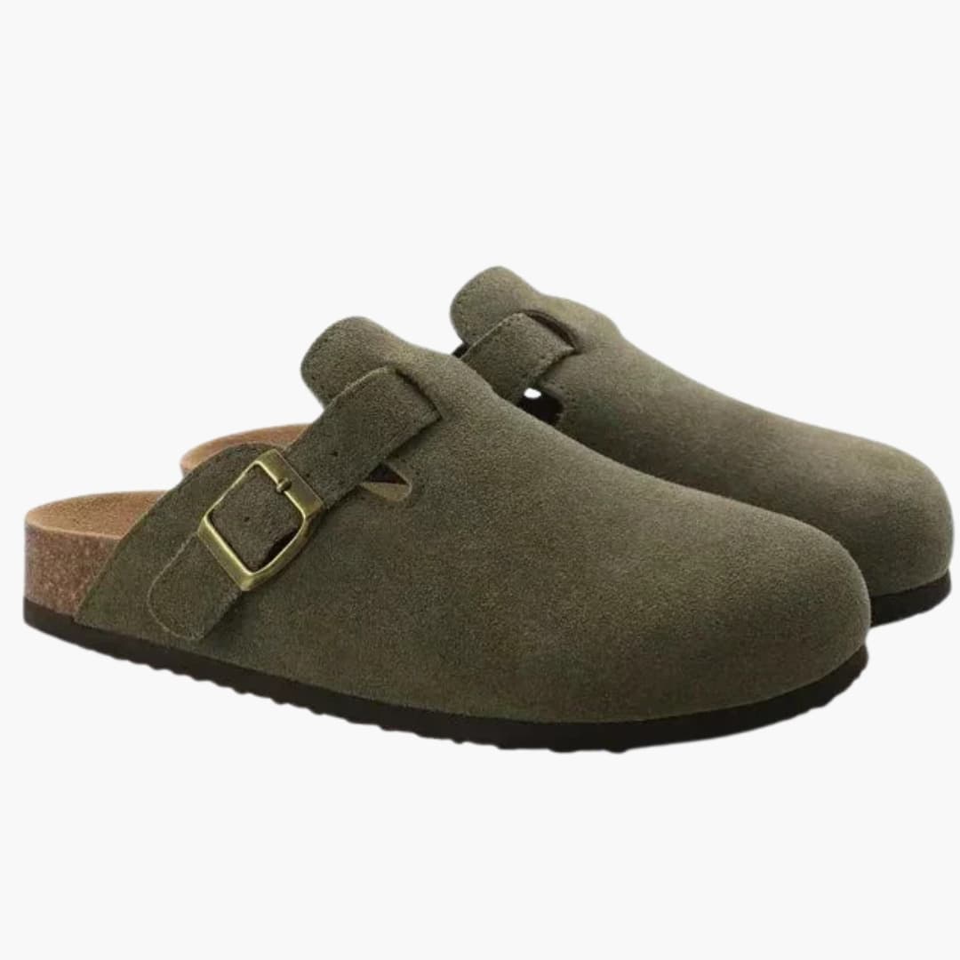 Classic clog mules for men with cork sole and adjustable strap