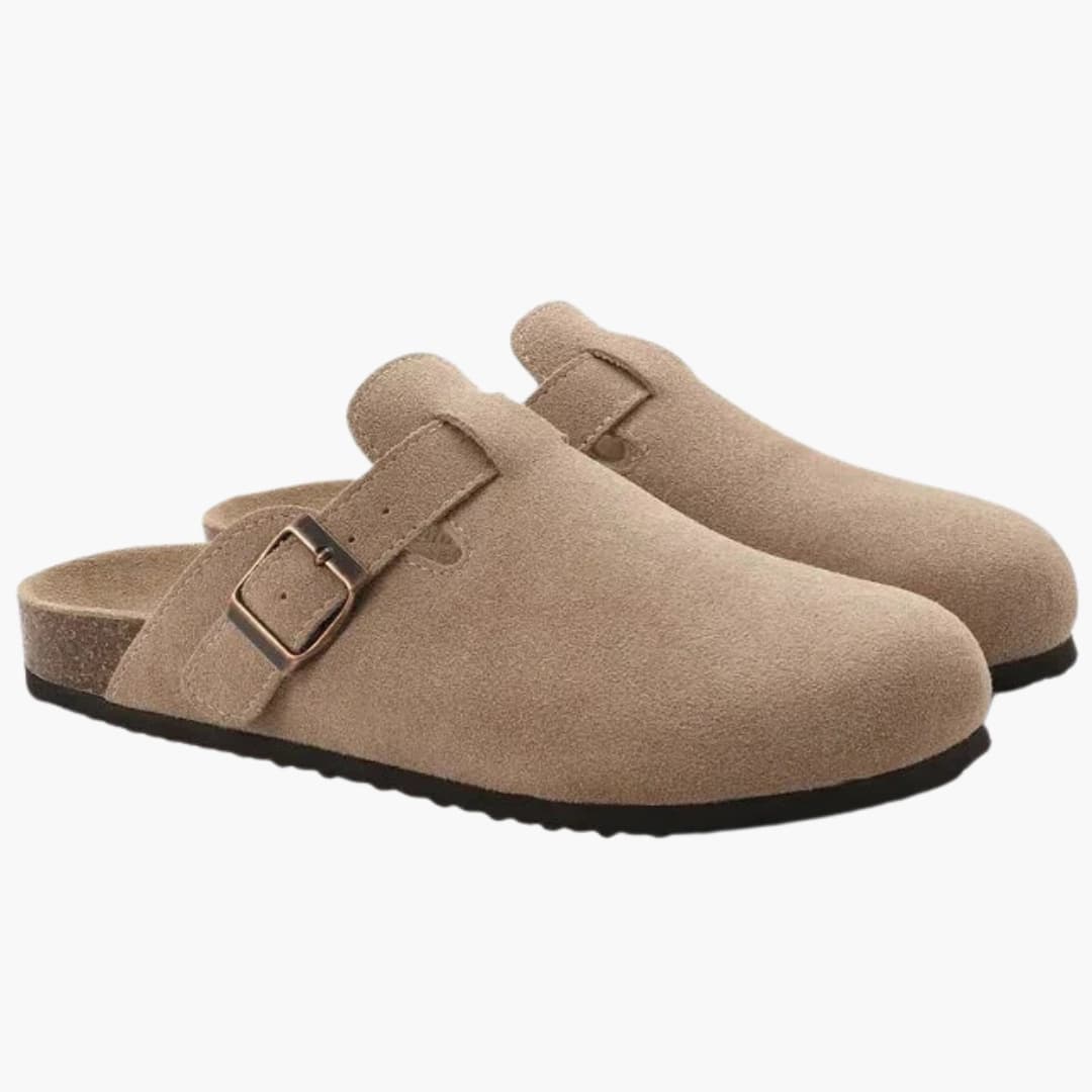 Classic clog mules for men with cork sole and adjustable strap
