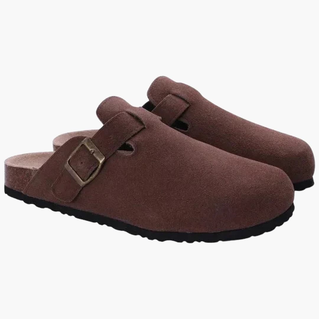 Classic clog mules for men with cork sole and adjustable strap