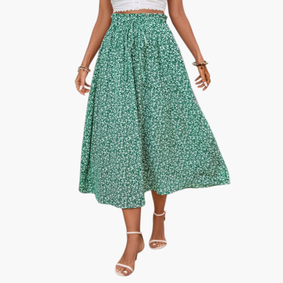 Jupe Midi Femme avec Taille Élastique et Surface Imprimée