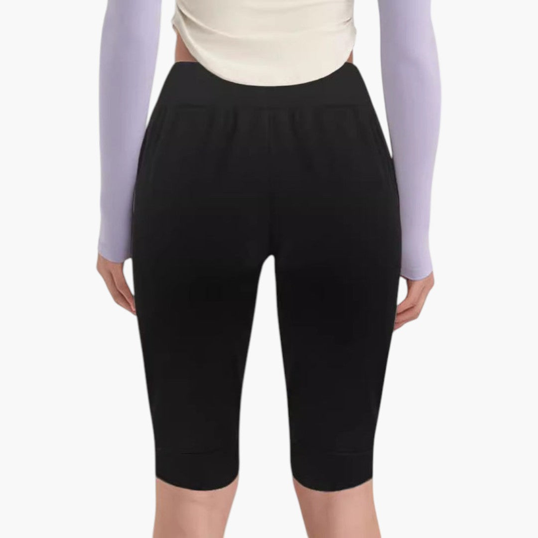 Pantalon Capri Femme avec Taille Élastique et Poches