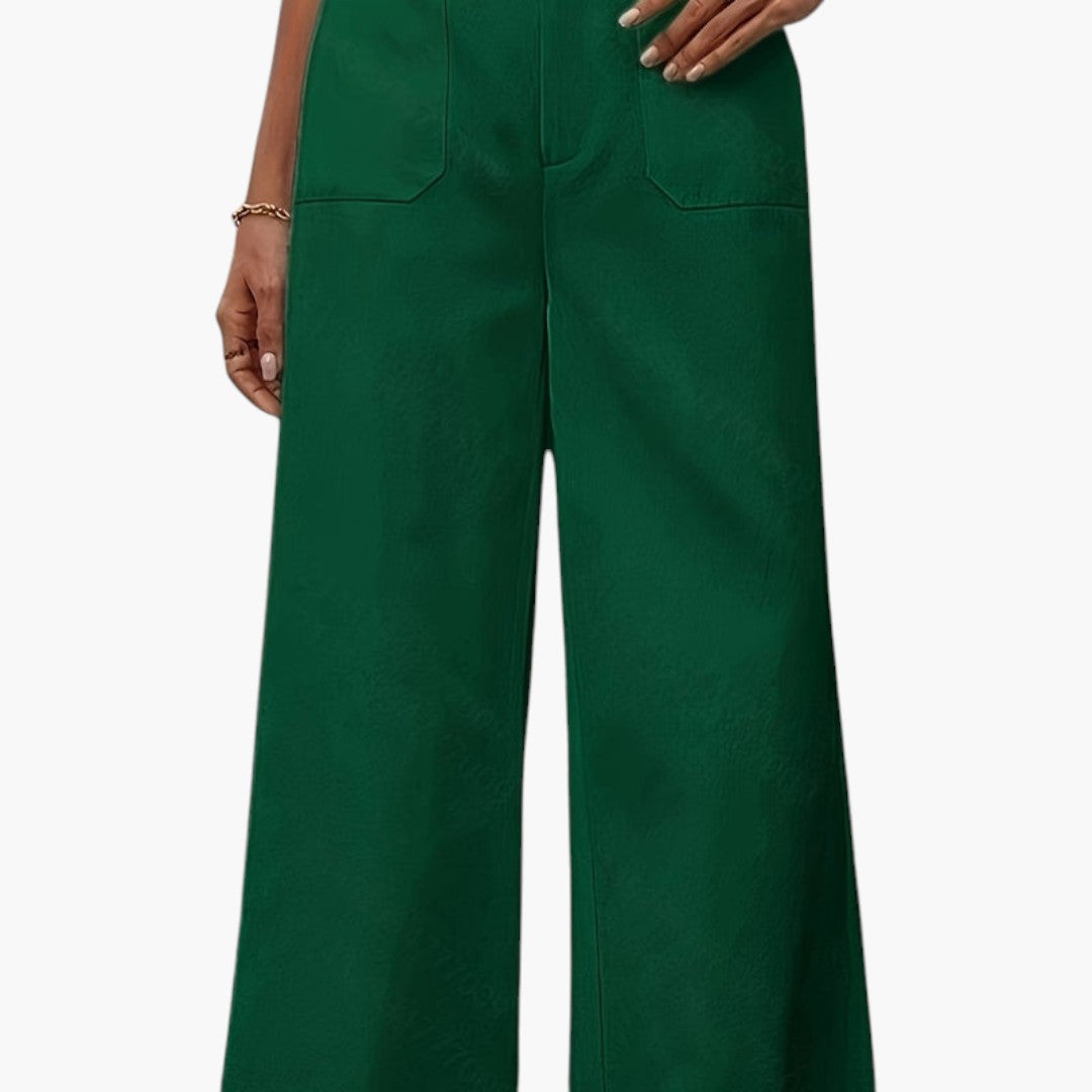 Pantaloni Donna Vita Alta con Chiusura Lampo e Tasche Laterali