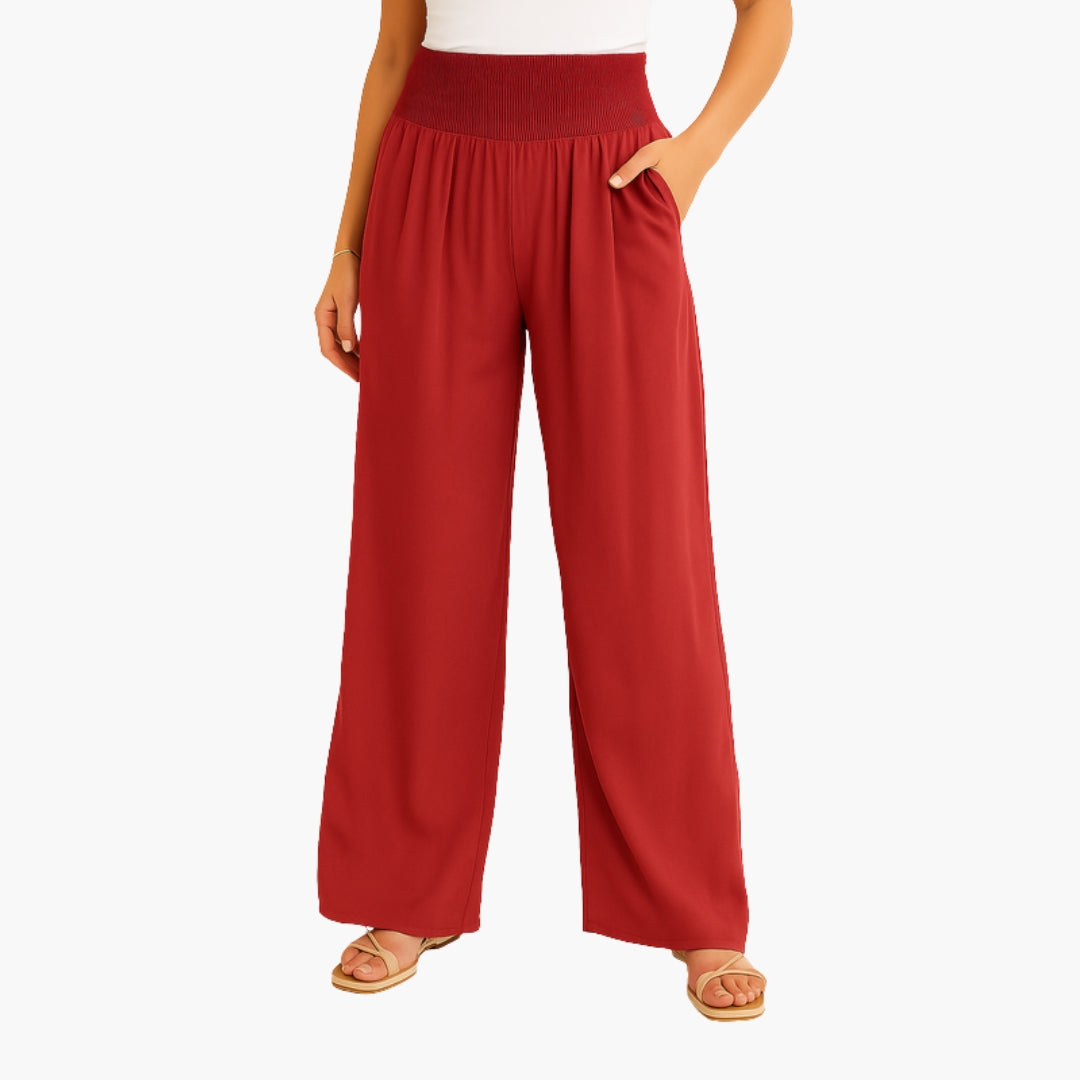 Pantalon Femme a Bande Élastique et Jambes Larges