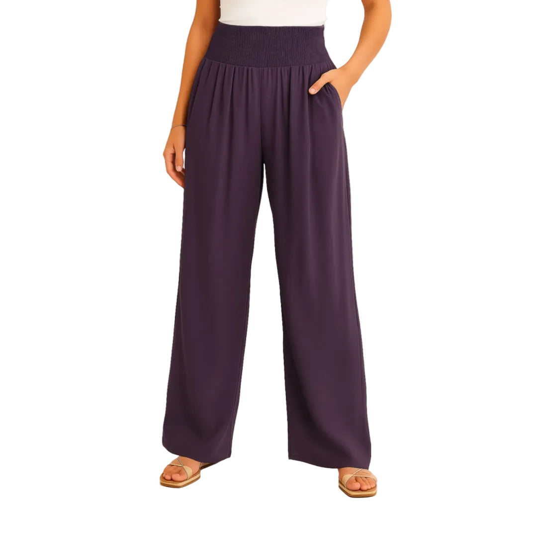 Pantalon Femme a Bande Élastique et Jambes Larges