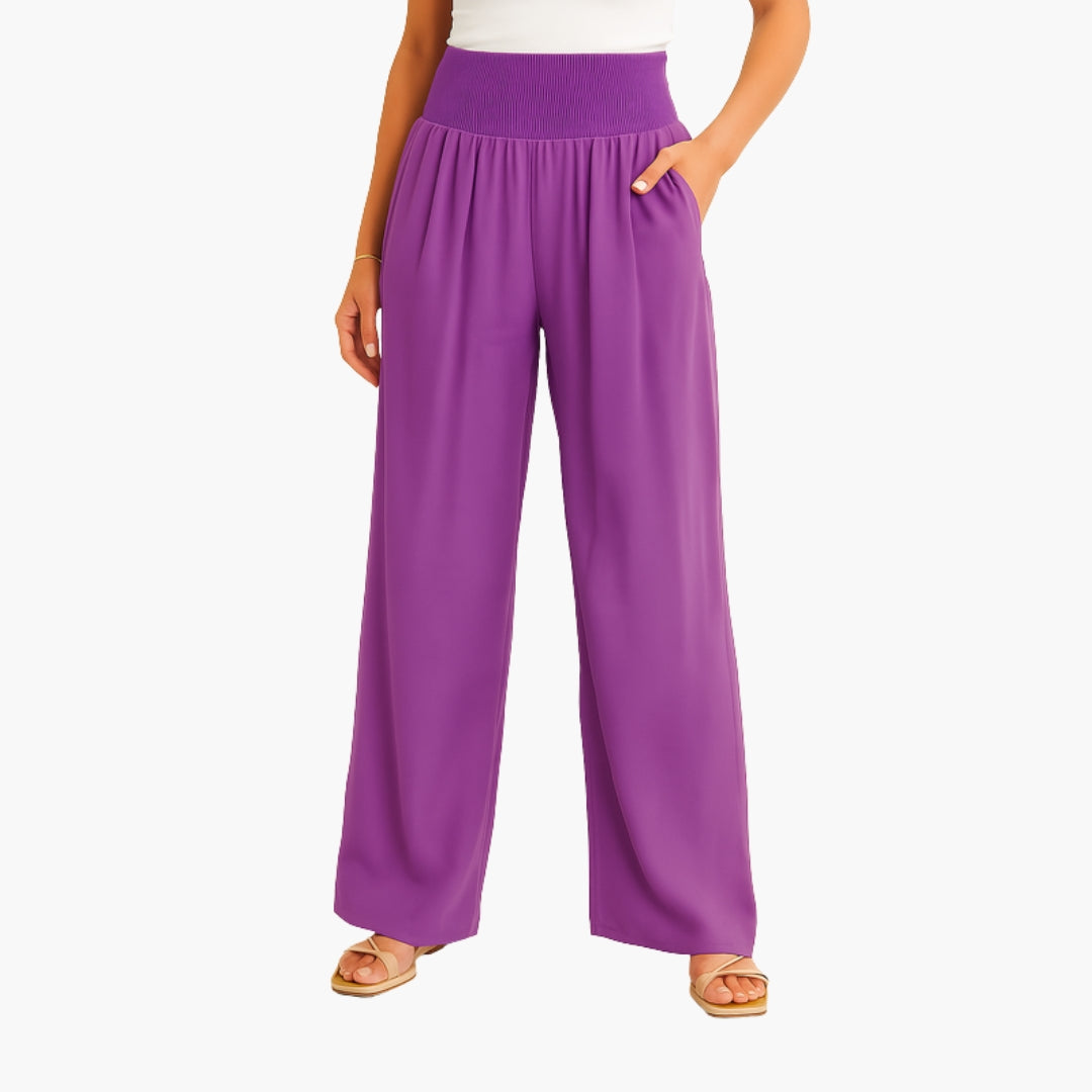 Pantalon Femme a Bande Élastique et Jambes Larges