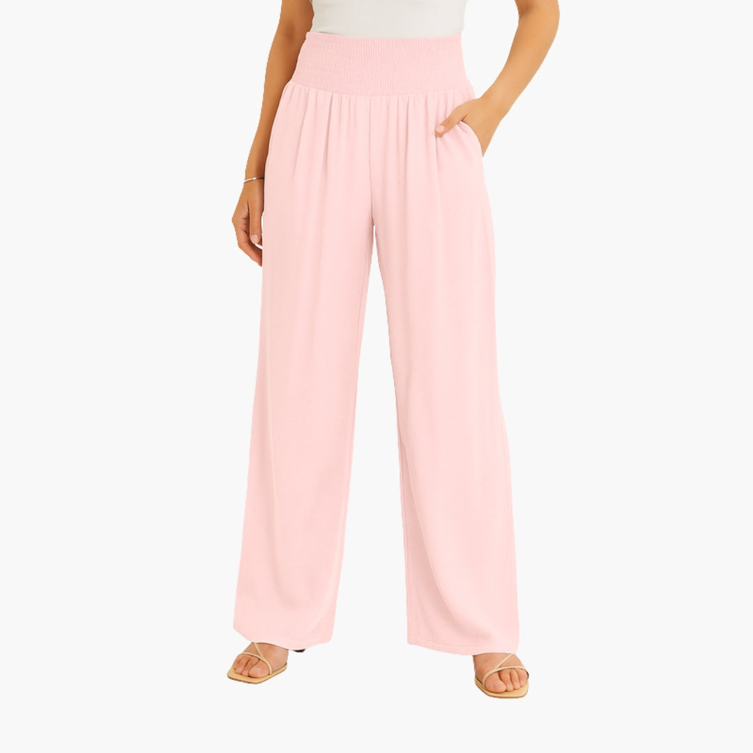 Pantalon Femme a Bande Élastique et Jambes Larges