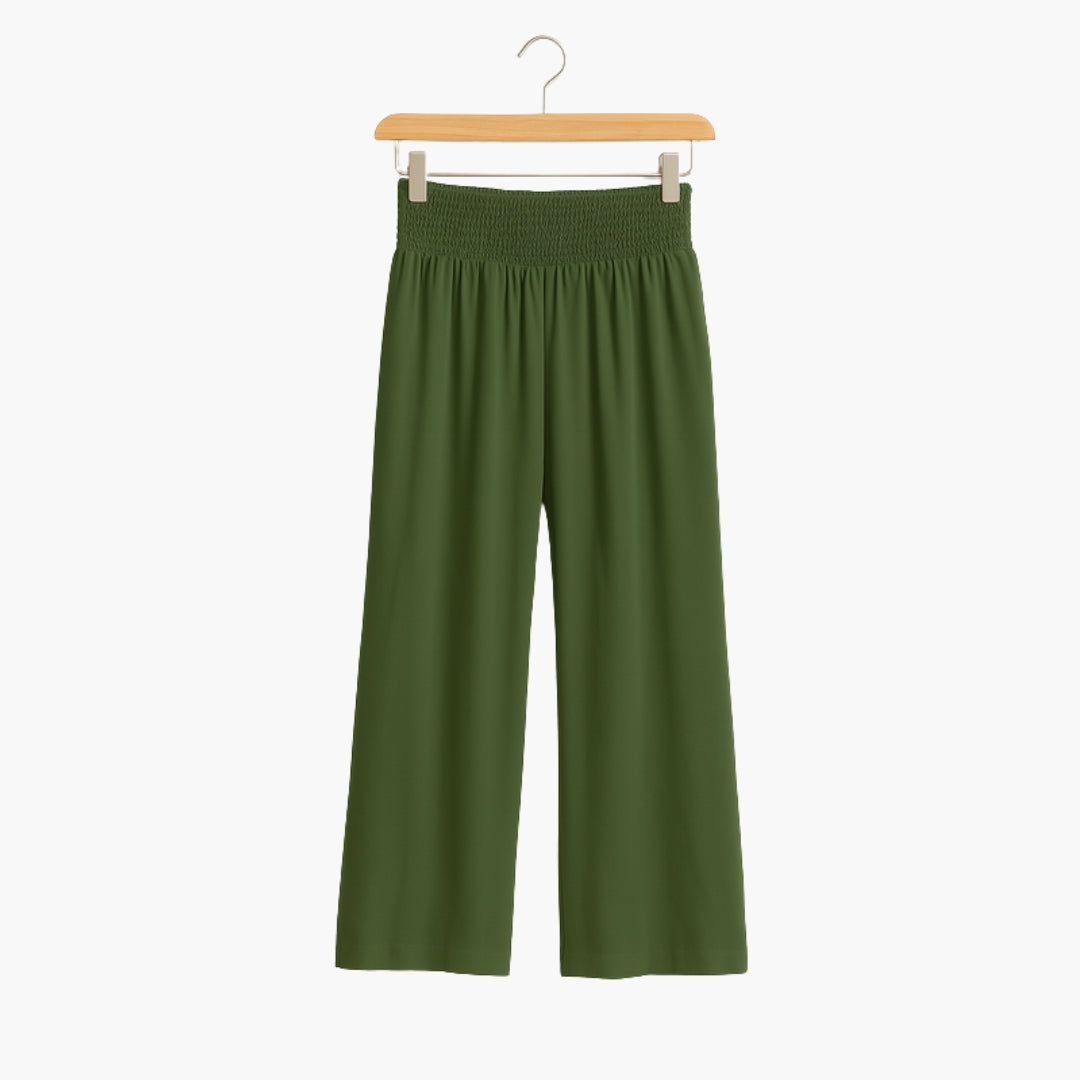 Pantalon Femme a Bande Élastique et Jambes Larges