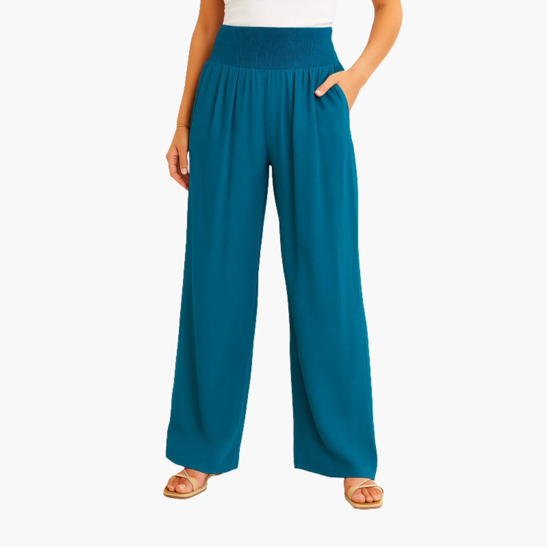 Pantalon Femme a Bande Élastique et Jambes Larges