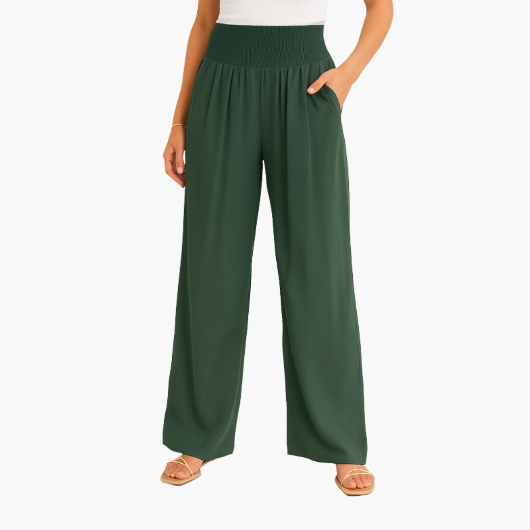 Pantalon Femme a Bande Élastique et Jambes Larges