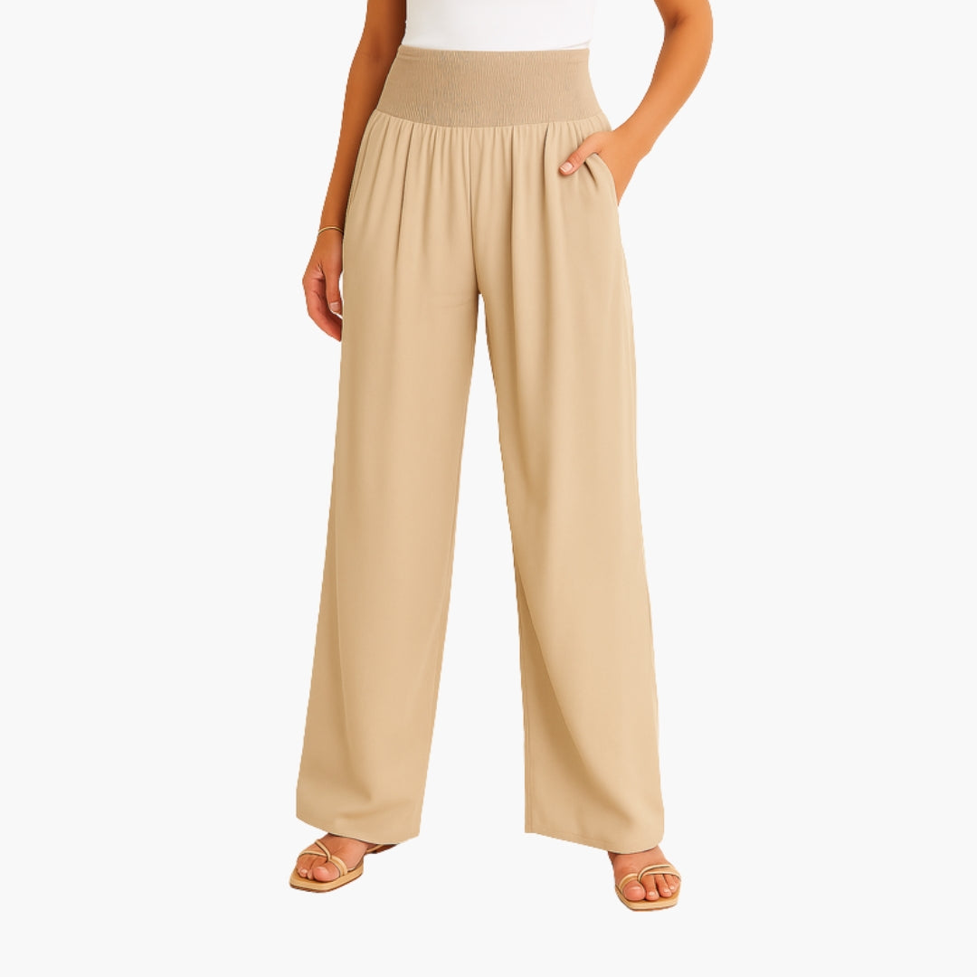 Pantalon Femme a Bande Élastique et Jambes Larges