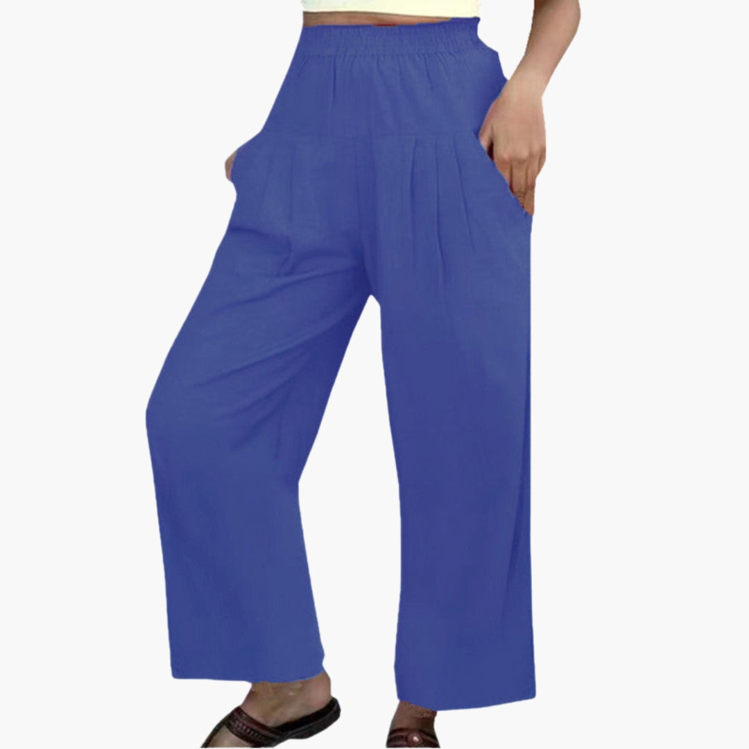 Pantalon Femme à Jambes Larges avec Taille Élastique