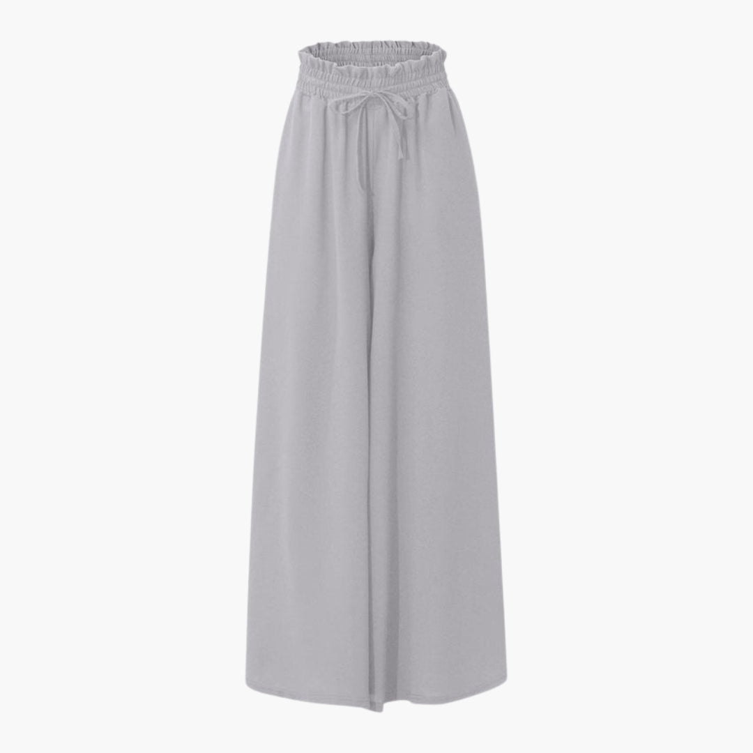 Pantalon Femme à Jambes Larges avec Taille à Cordon
