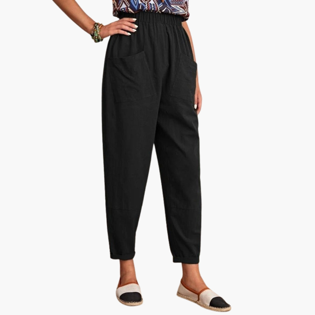 Pantalon Femme a Taille Élastique et Coupe Détendue