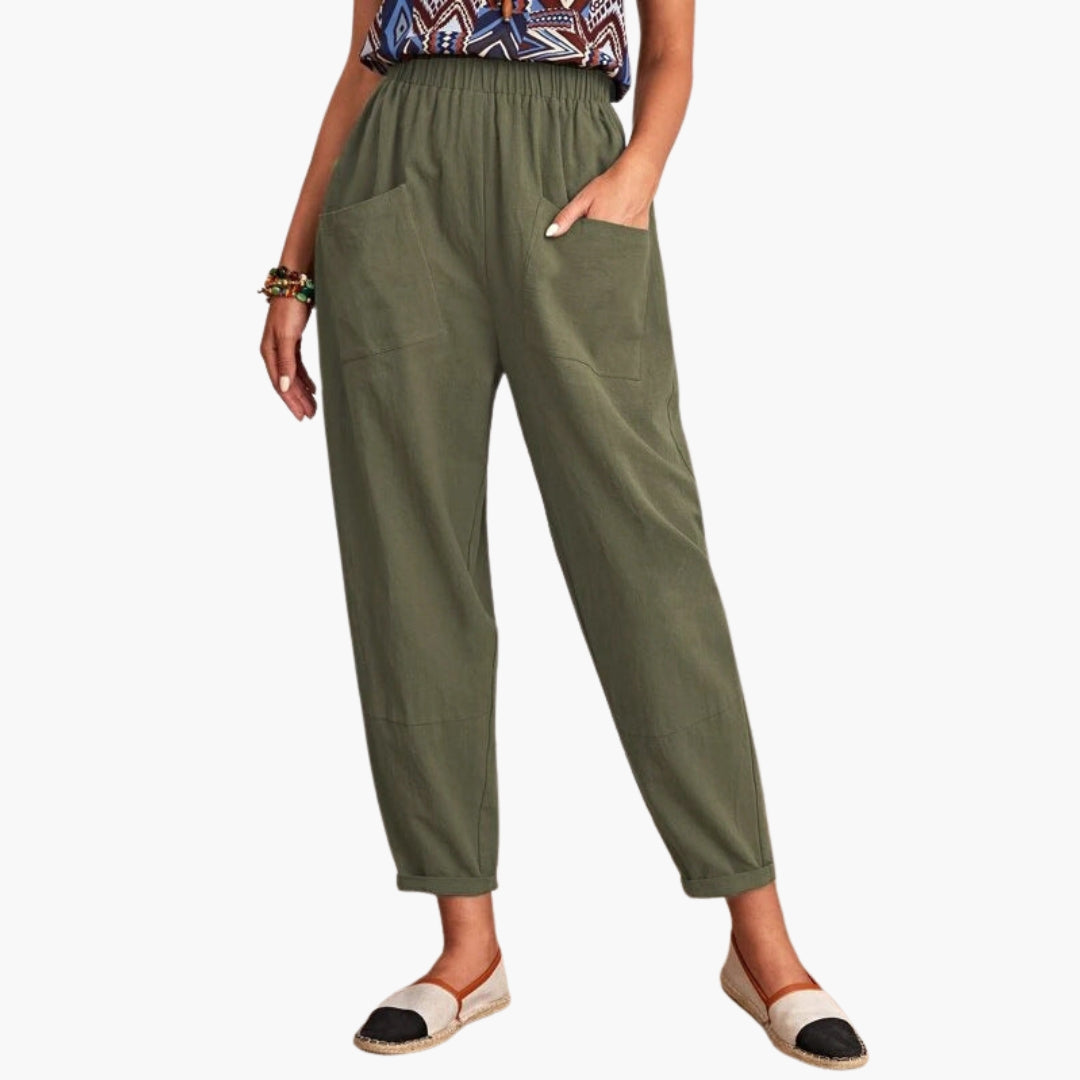 Pantalon Femme a Taille Élastique et Coupe Détendue