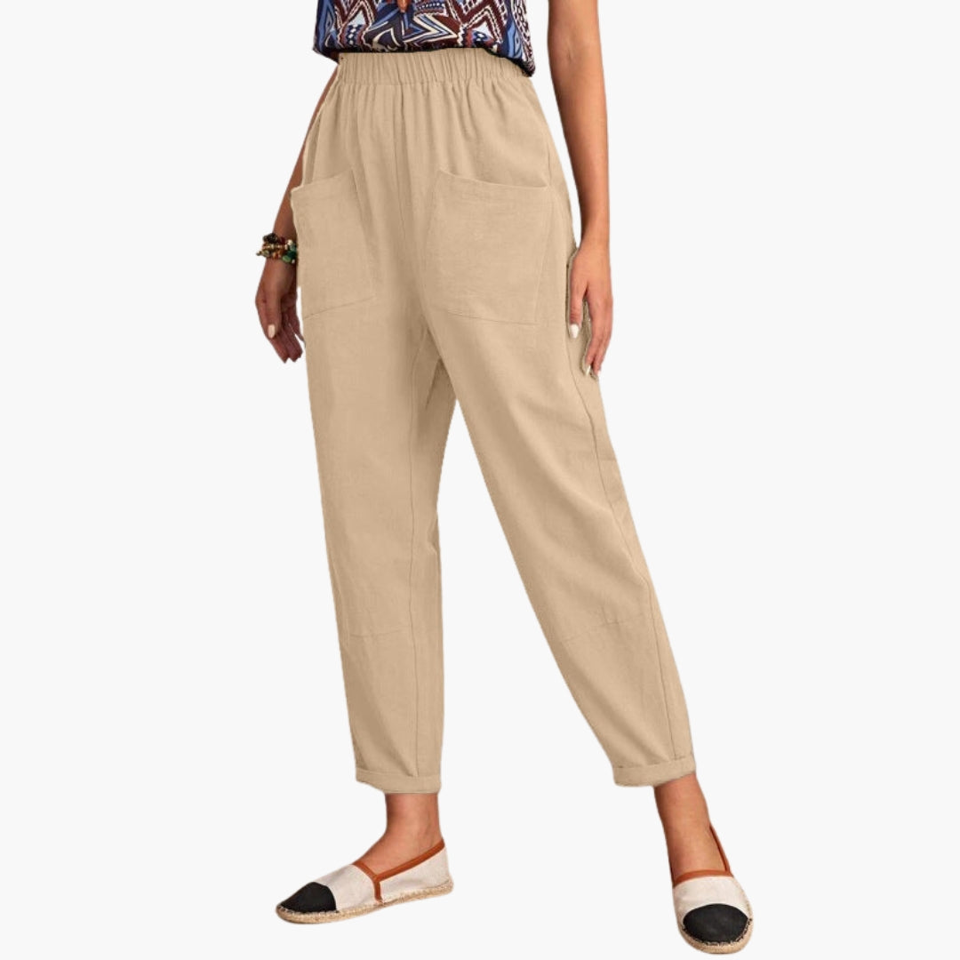 Pantalon Femme a Taille Élastique et Coupe Détendue