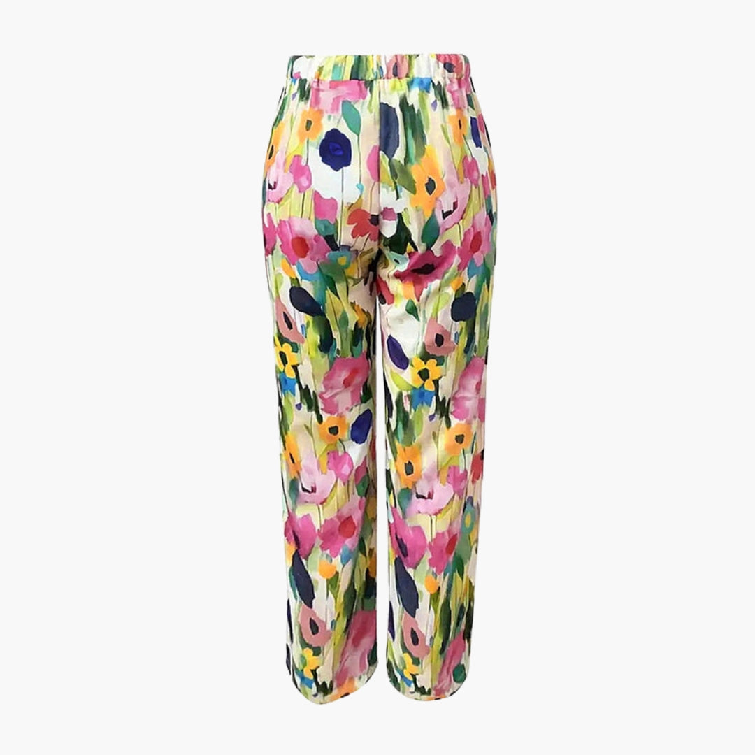 Pantalon Femme avec Motif Floral et Poches Latérales
