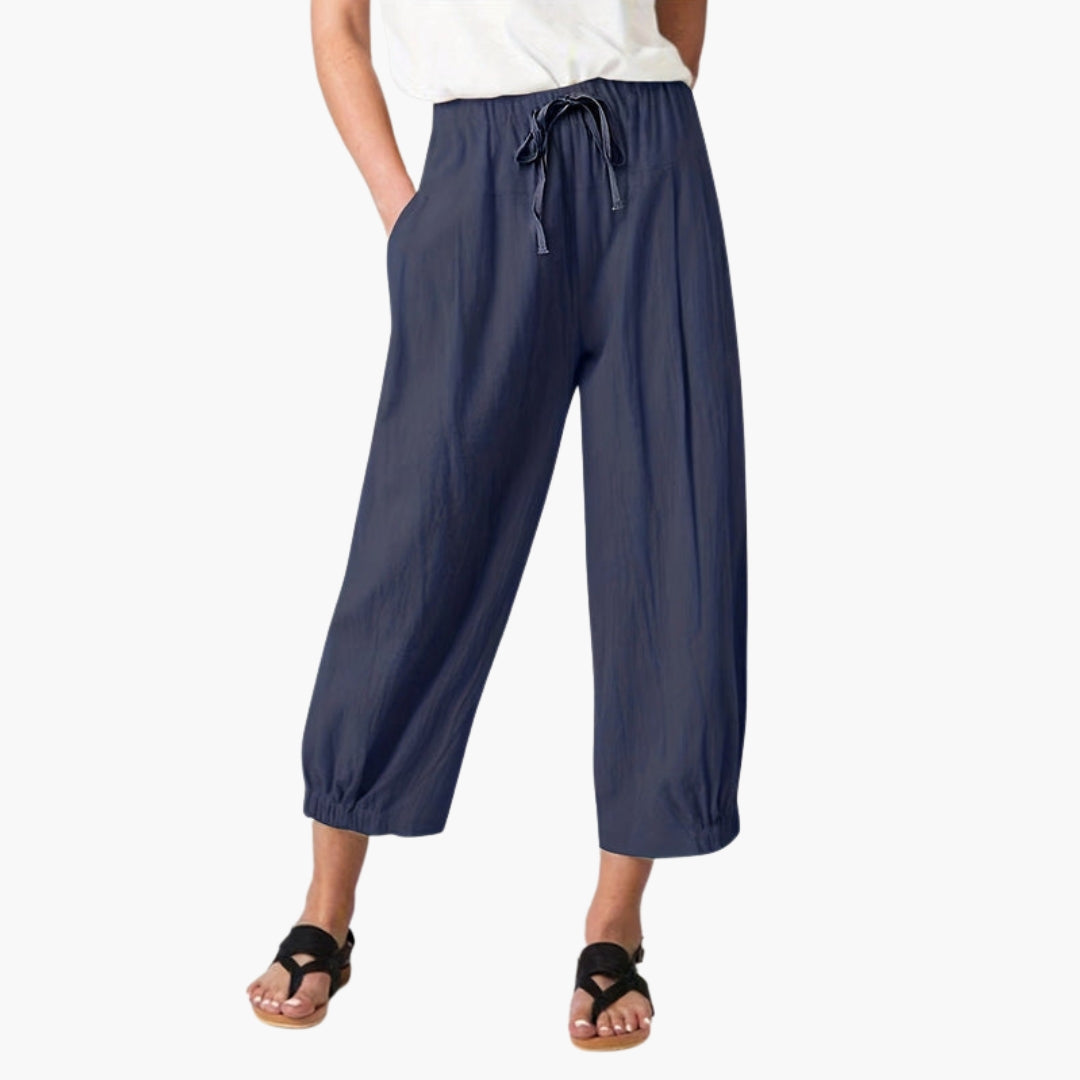 Pantalon Femme avec Taille Élastique et Cordon