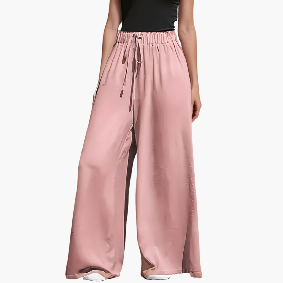Pantalon Femme avec Taille Élastique et Surface Unie