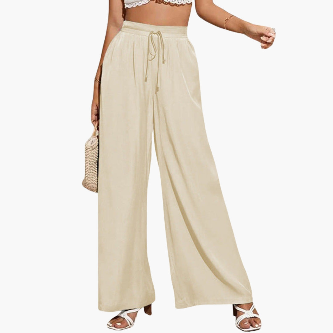 Pantalon Femme àvec Taille Haute et Jambes Larges