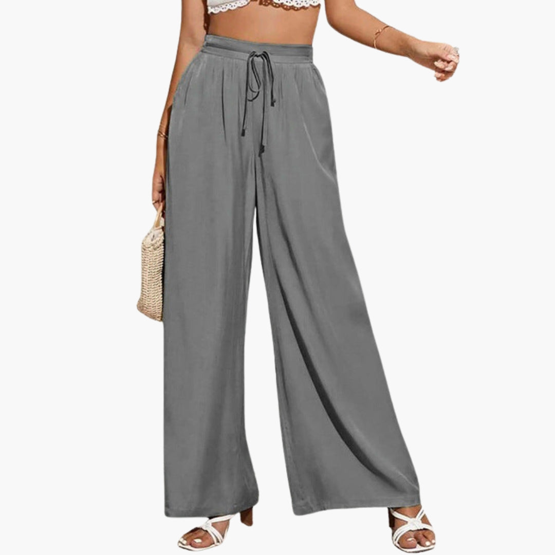 Pantalon Femme àvec Taille Haute et Jambes Larges
