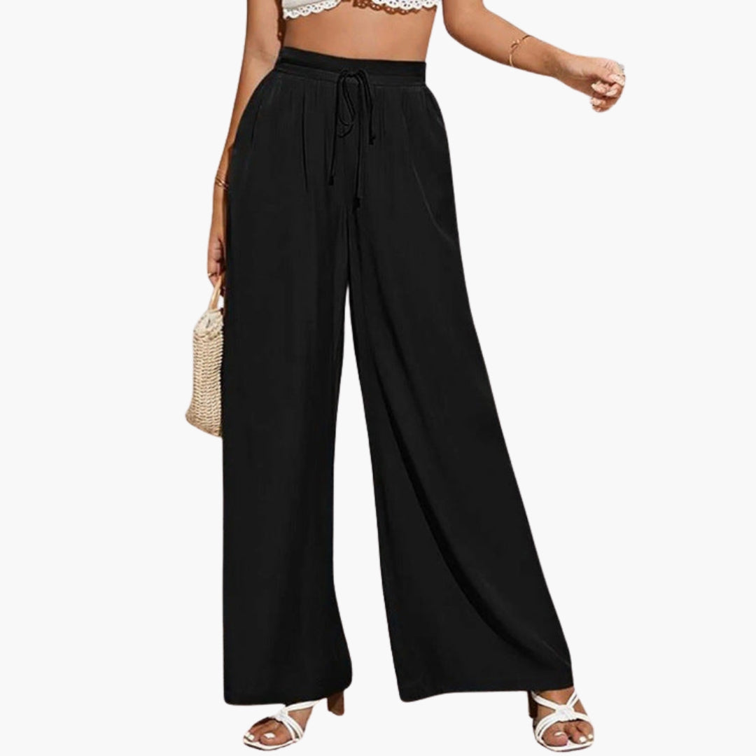 Pantalon Femme àvec Taille Haute et Jambes Larges