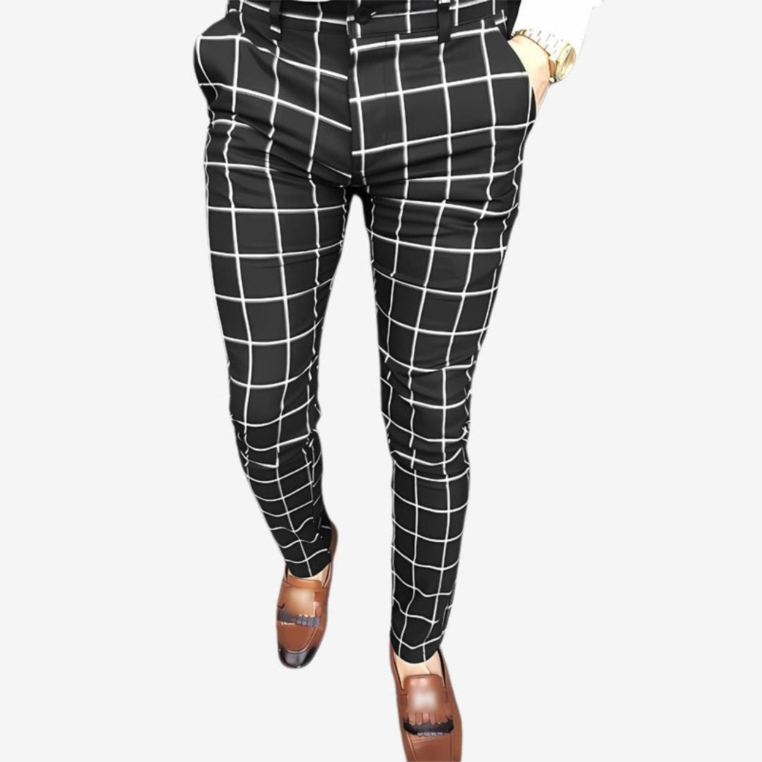 Pantalon Homme Coupe Ajustée a Motif Carreaux