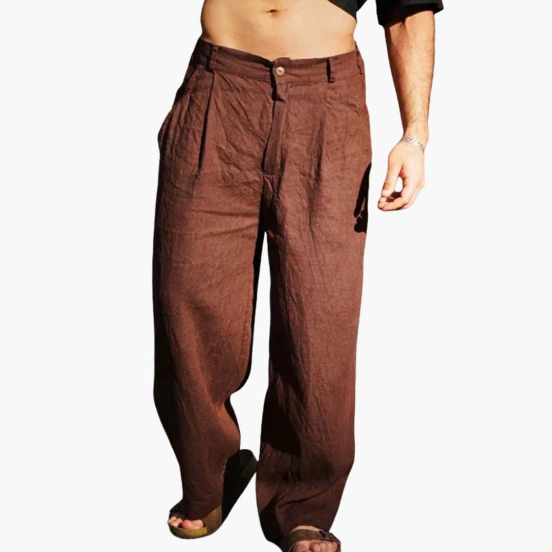 Pantalon Homme Large Taille Haute avec Poches Latérales