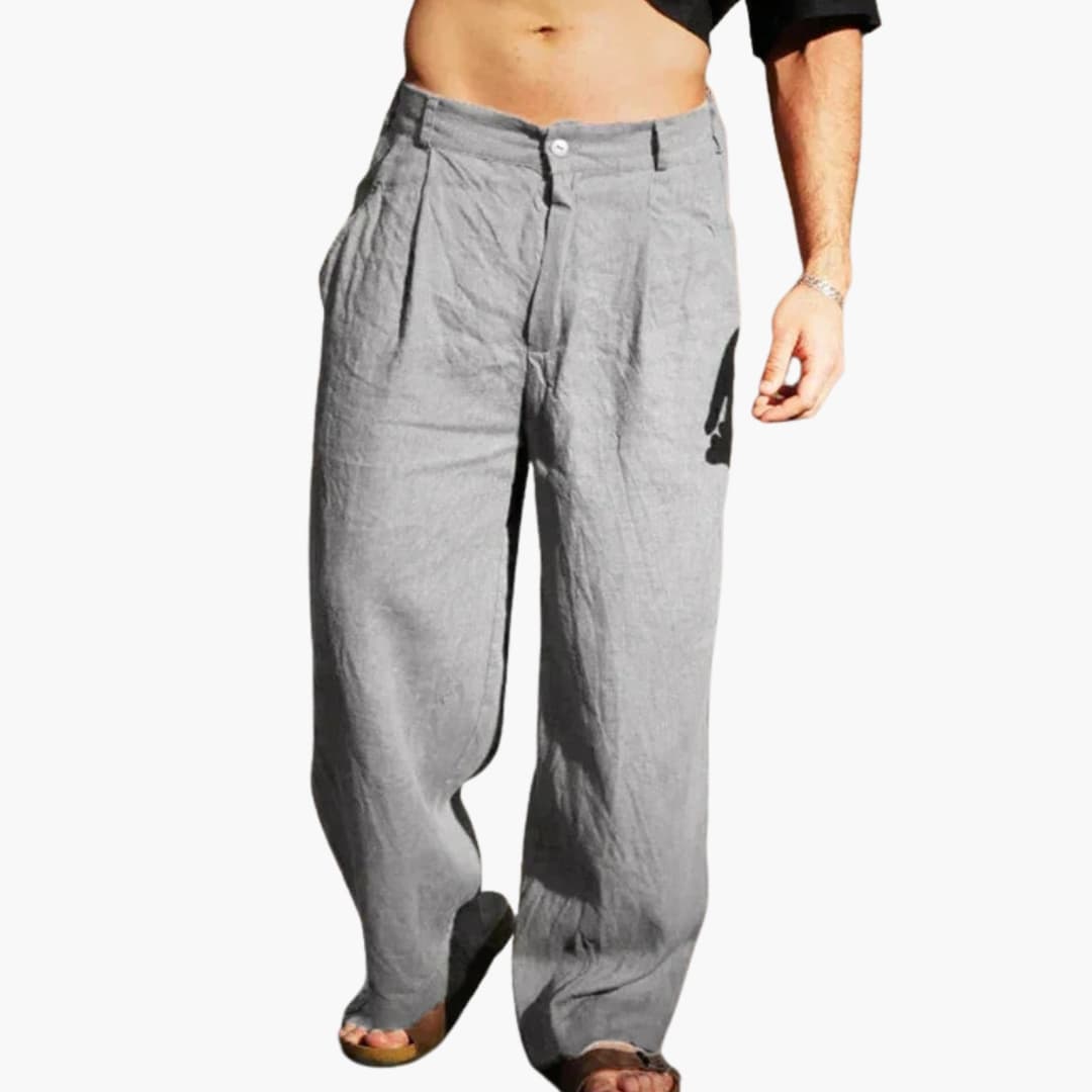Pantalon Homme Large Taille Haute avec Poches Latérales
