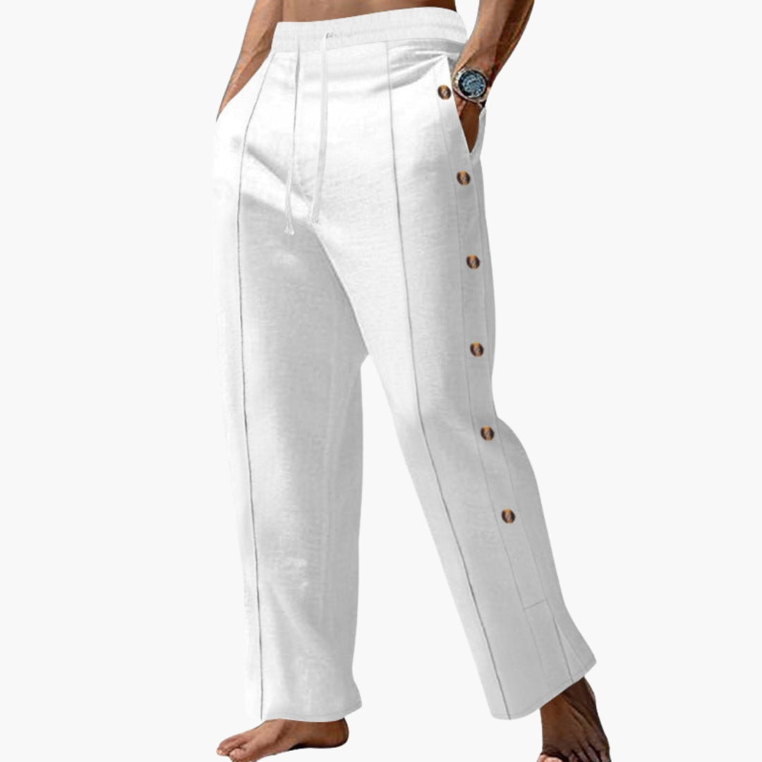 Pantalon Homme a Boutons Latéraux et Jambes Droites