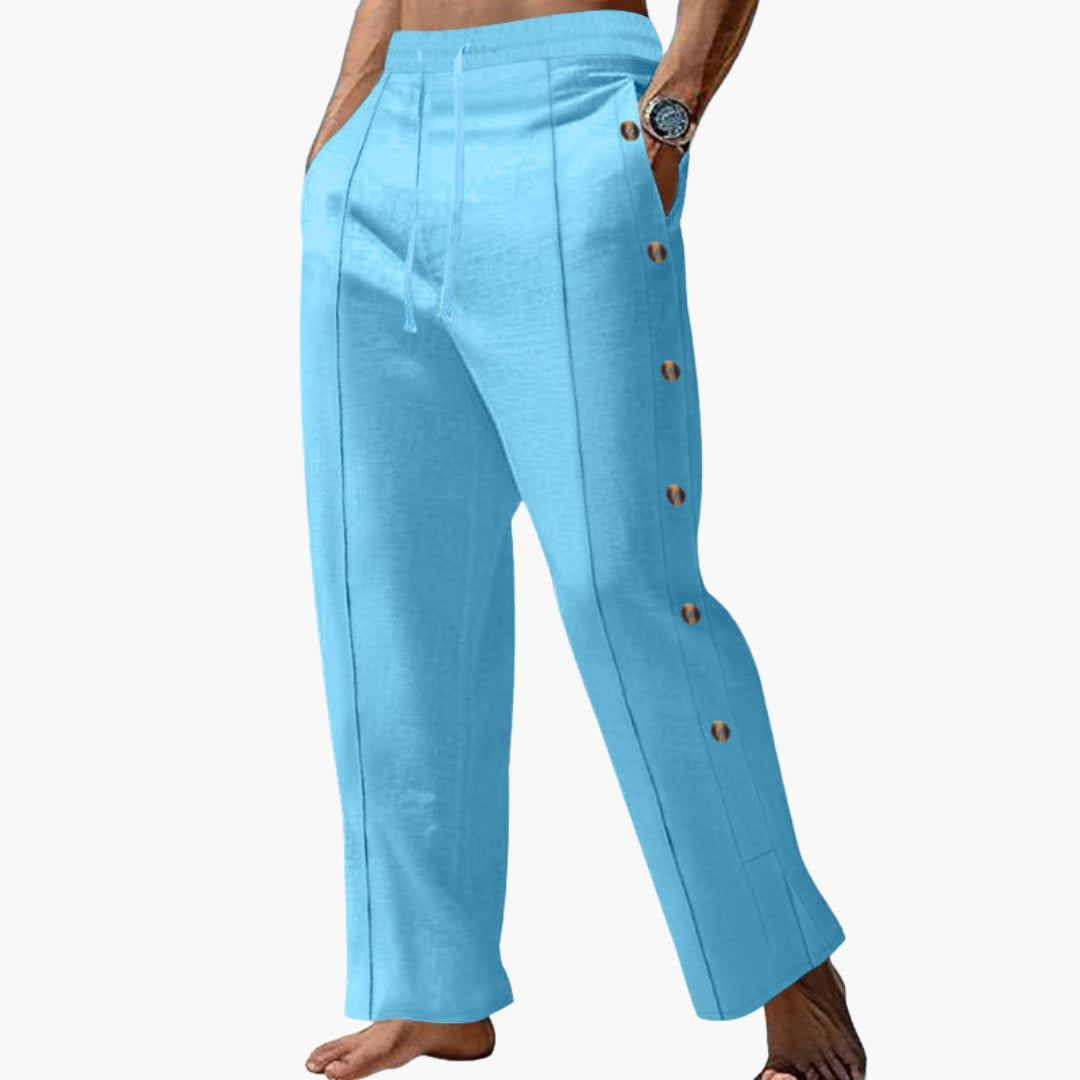 Pantalon Homme a Boutons Latéraux et Jambes Droites