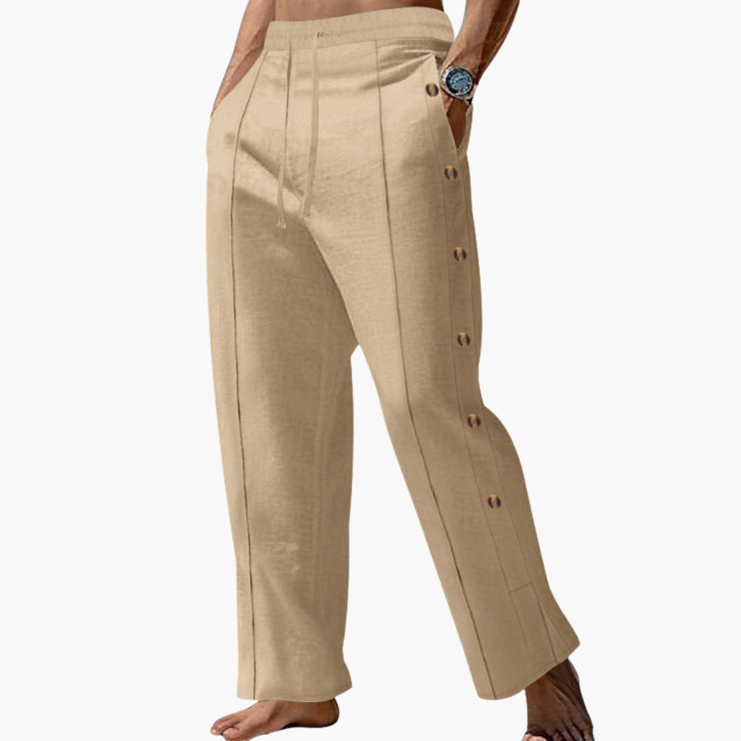 Pantalon Homme a Boutons Latéraux et Jambes Droites