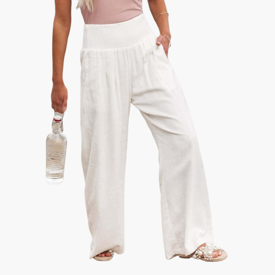 Pantalon Large d’Été Femme avec Taille Élastique