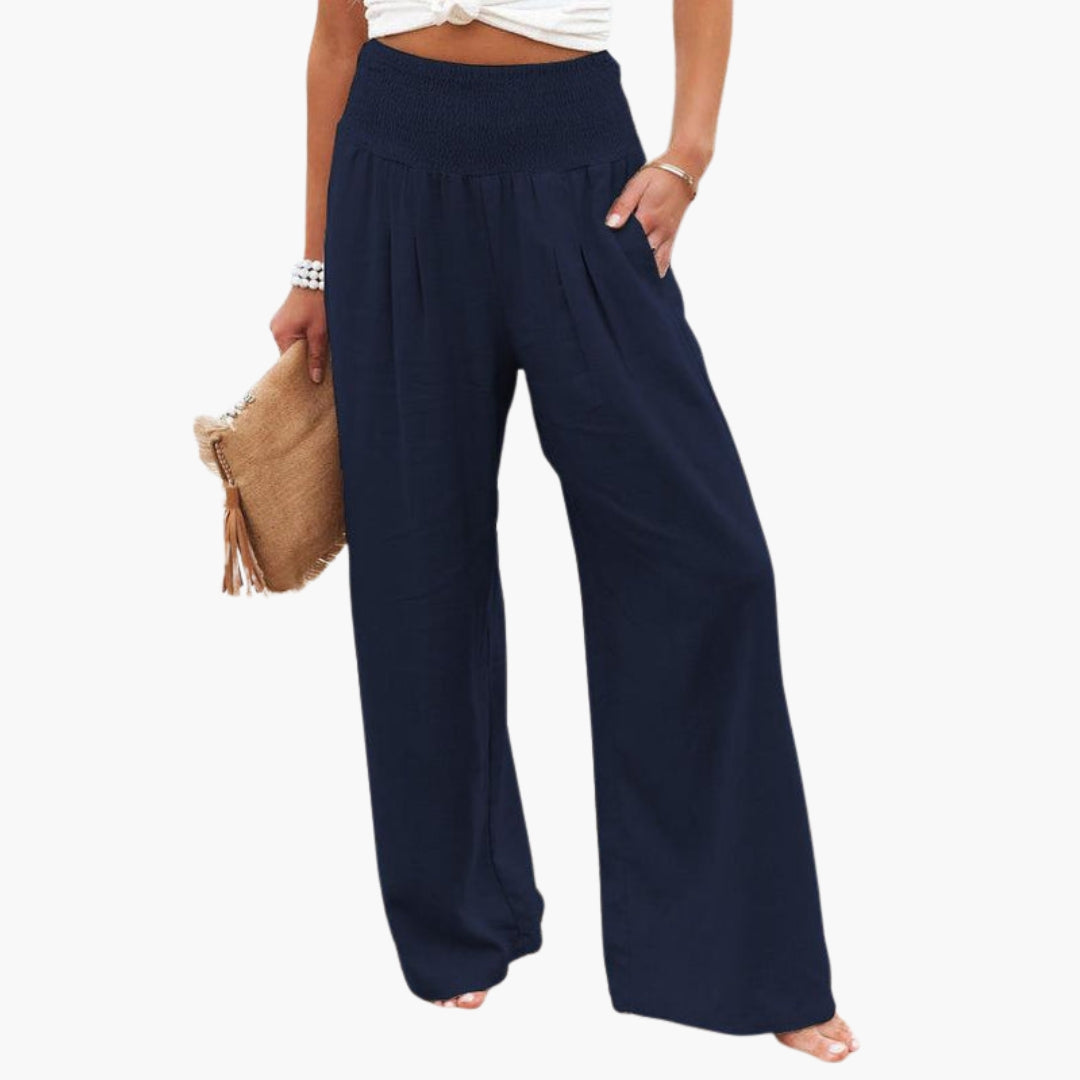 Pantalon Large d’Été Femme avec Taille Élastique