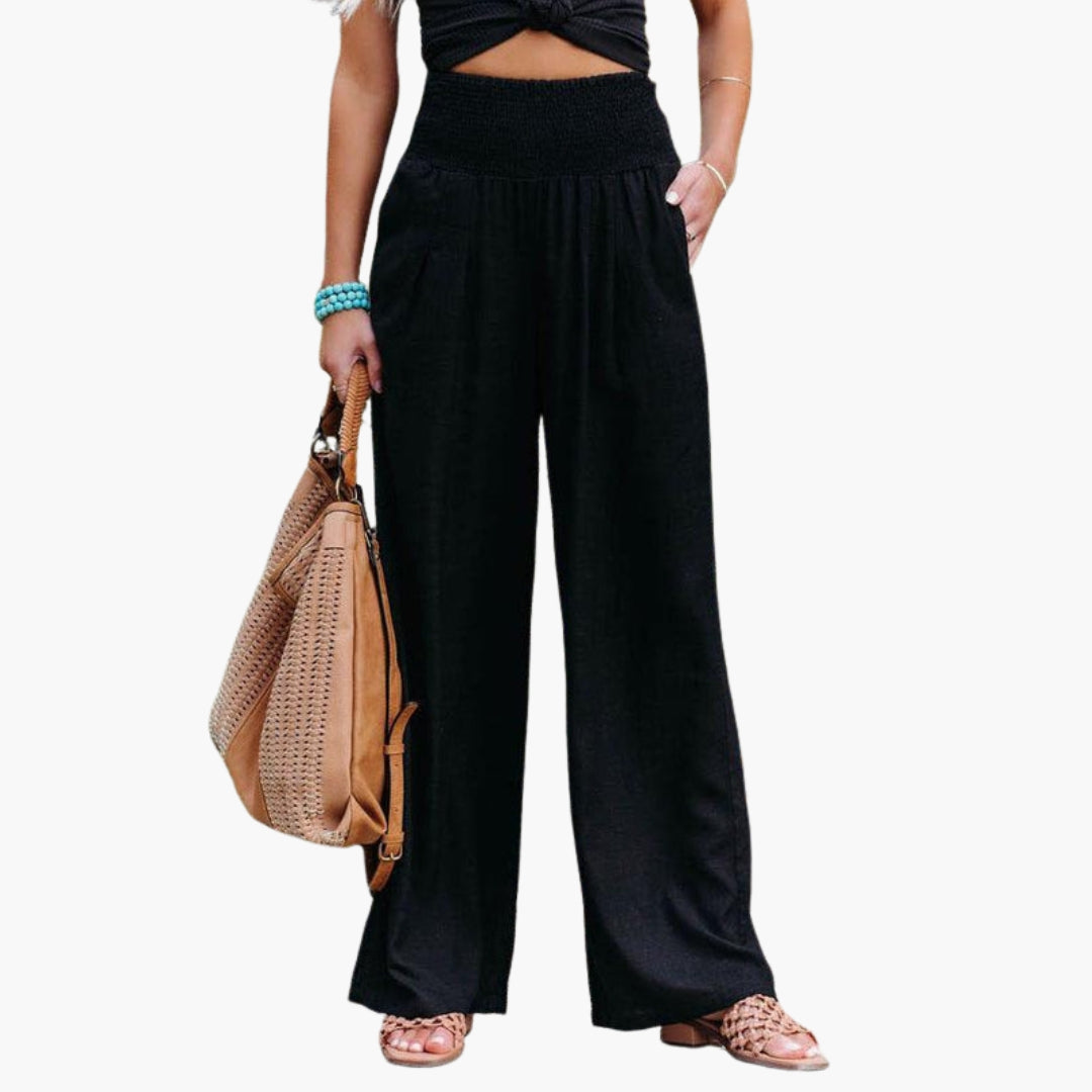 Pantalon Large d’Été Femme avec Taille Élastique