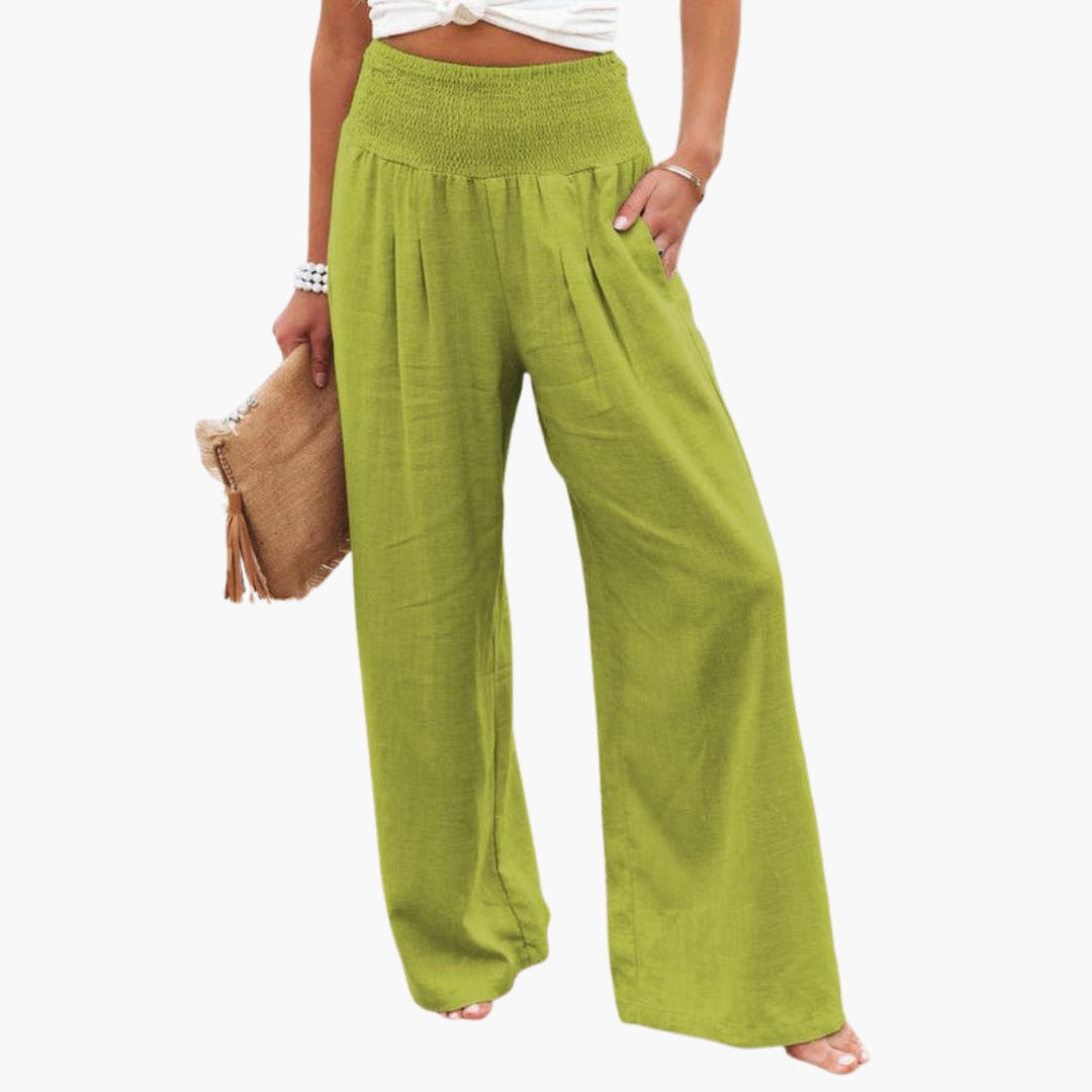 Pantalon Large d’Été Femme avec Taille Élastique