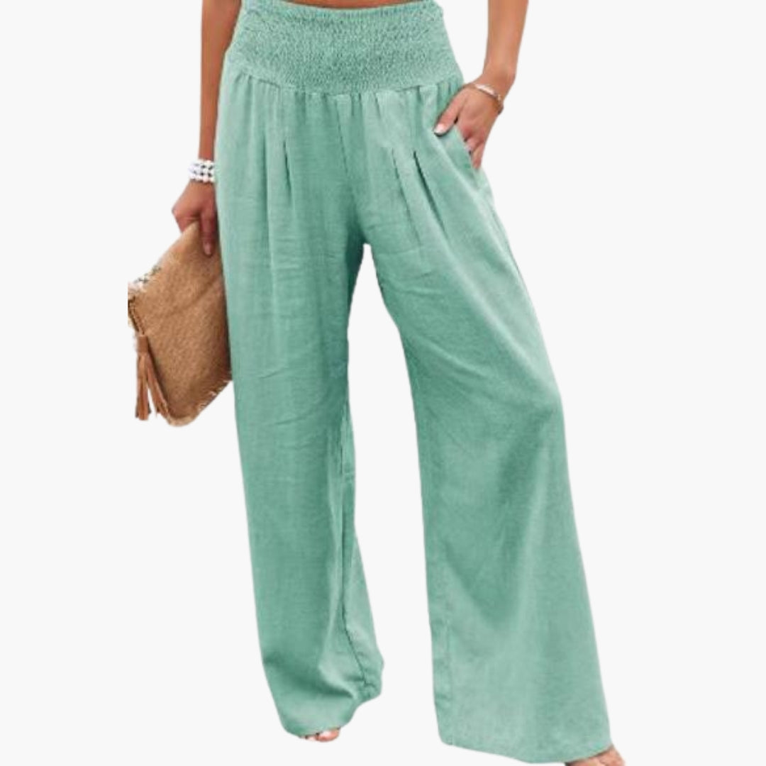 Pantalon Large d’Été Femme avec Taille Élastique