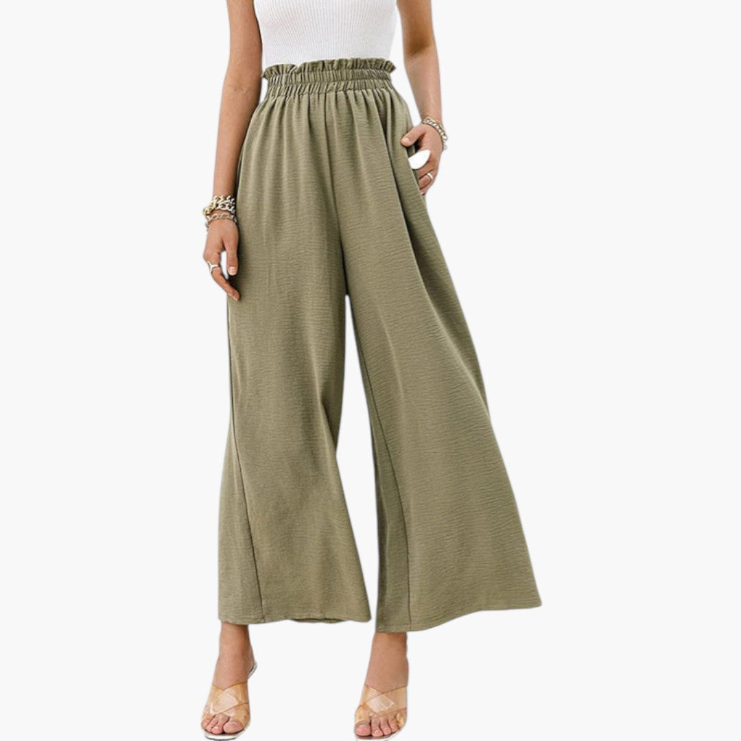 Pantaloni Palazzo Donna a Gamba Larga e Superficie Liscia