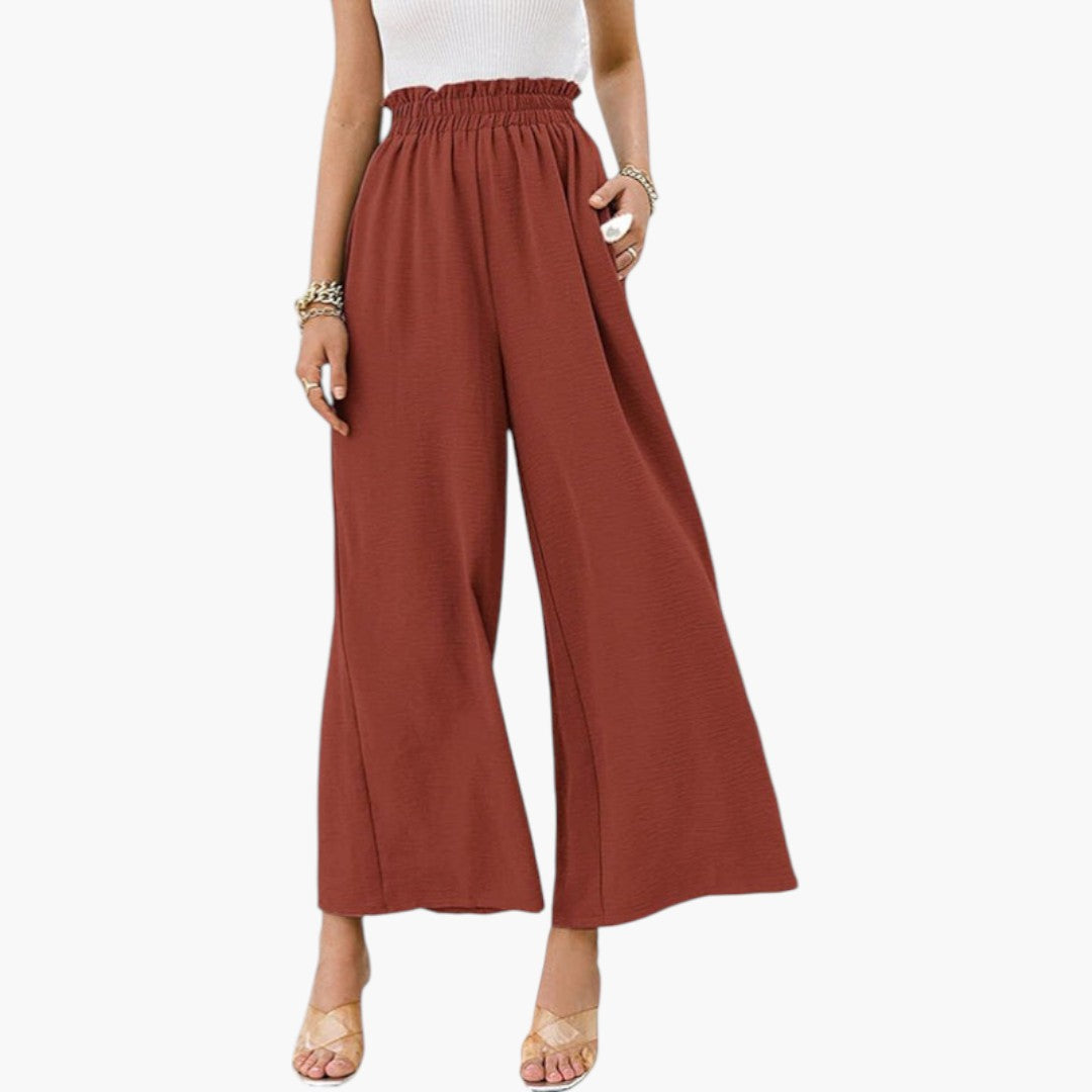 Pantaloni Palazzo Donna a Gamba Larga e Superficie Liscia