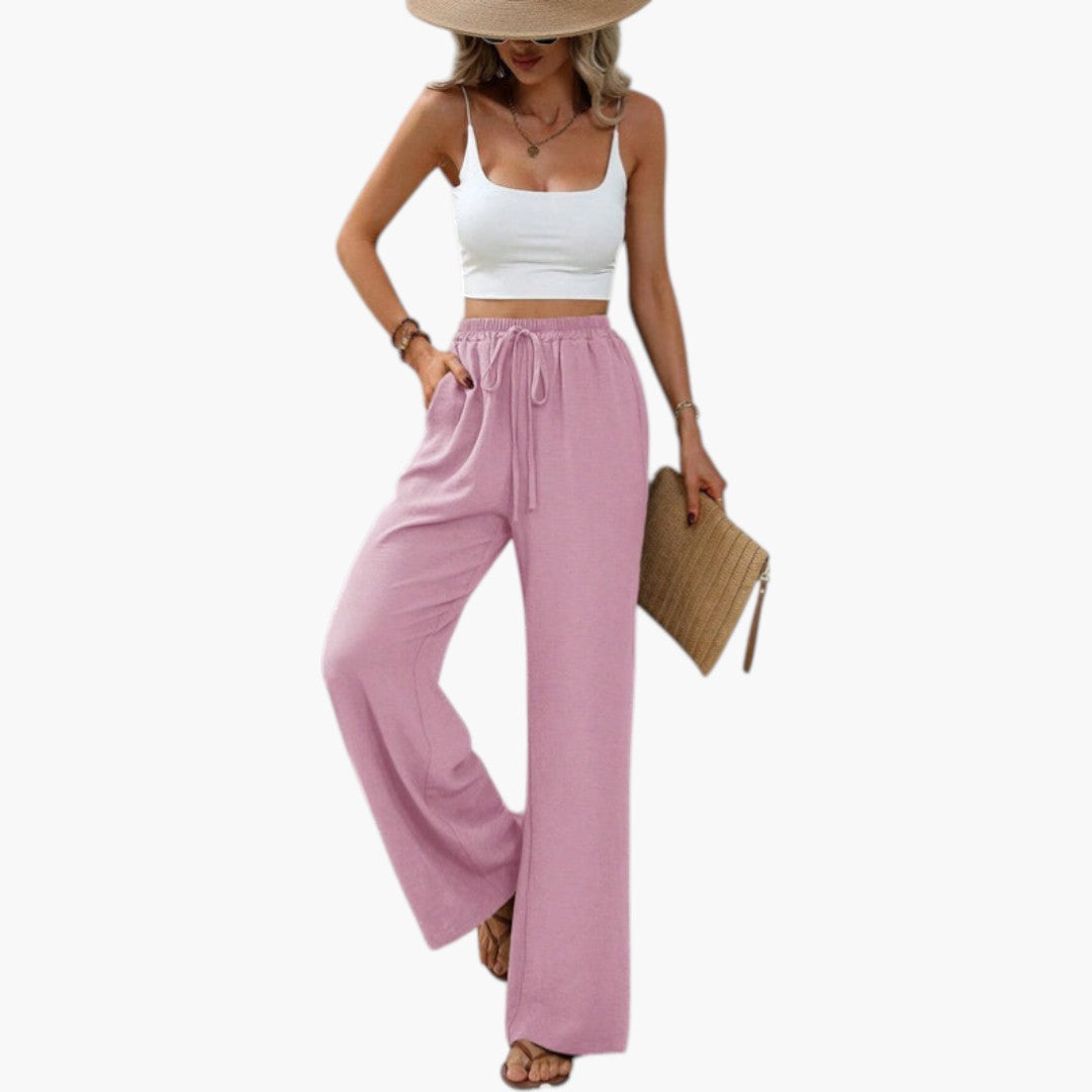 Pantalon Palazzo pour Femme avec Cordon de Serrage