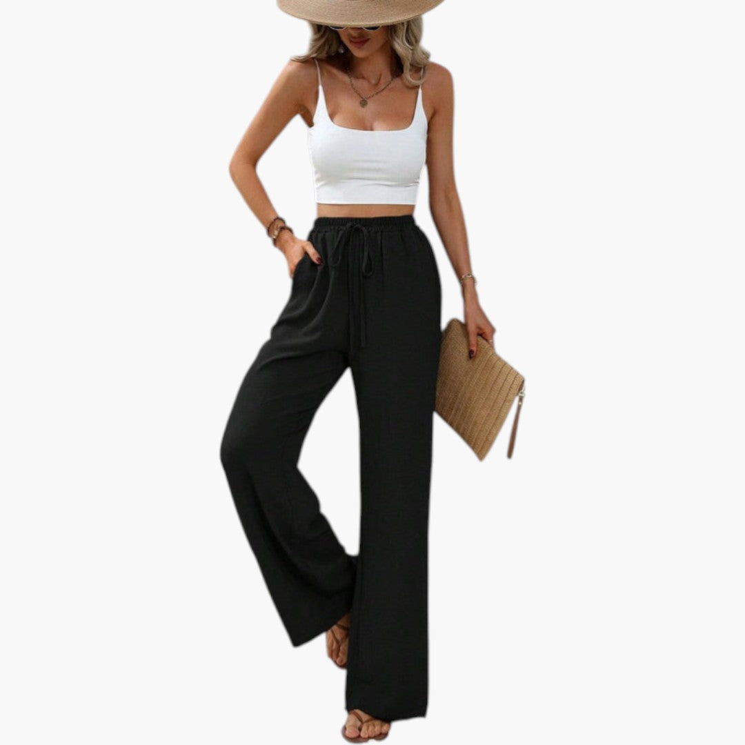 Pantalon Palazzo pour Femme avec Cordon de Serrage