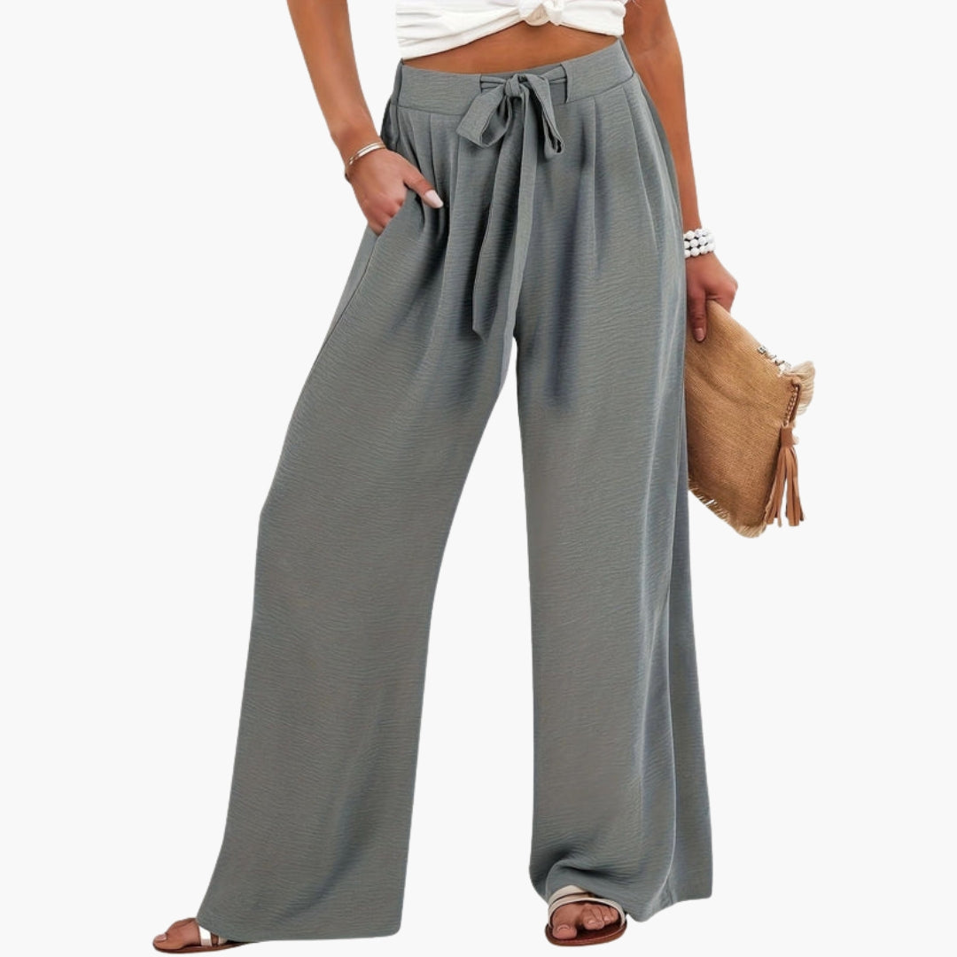 Pantaloni palazzo donna con vita elastica e gamba larga