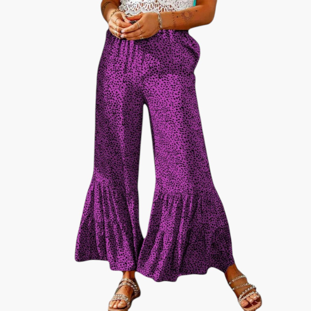 Pantaloni Palazzo Donna con Vita Elastica e Orlo Svasato