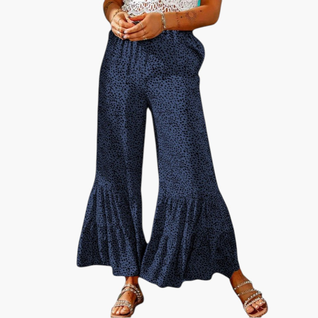 Pantaloni Palazzo Donna con Vita Elastica e Orlo Svasato