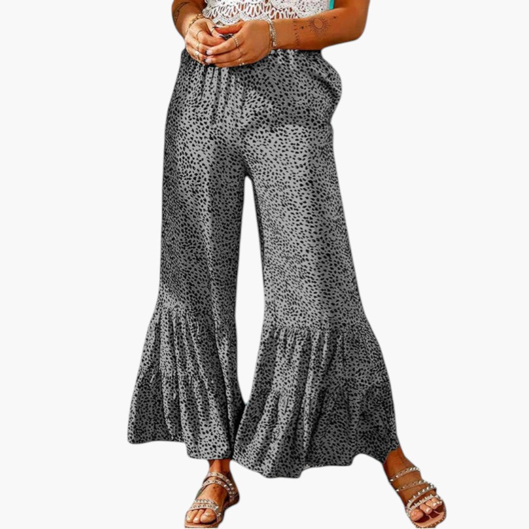 Pantaloni Palazzo Donna con Vita Elastica e Orlo Svasato