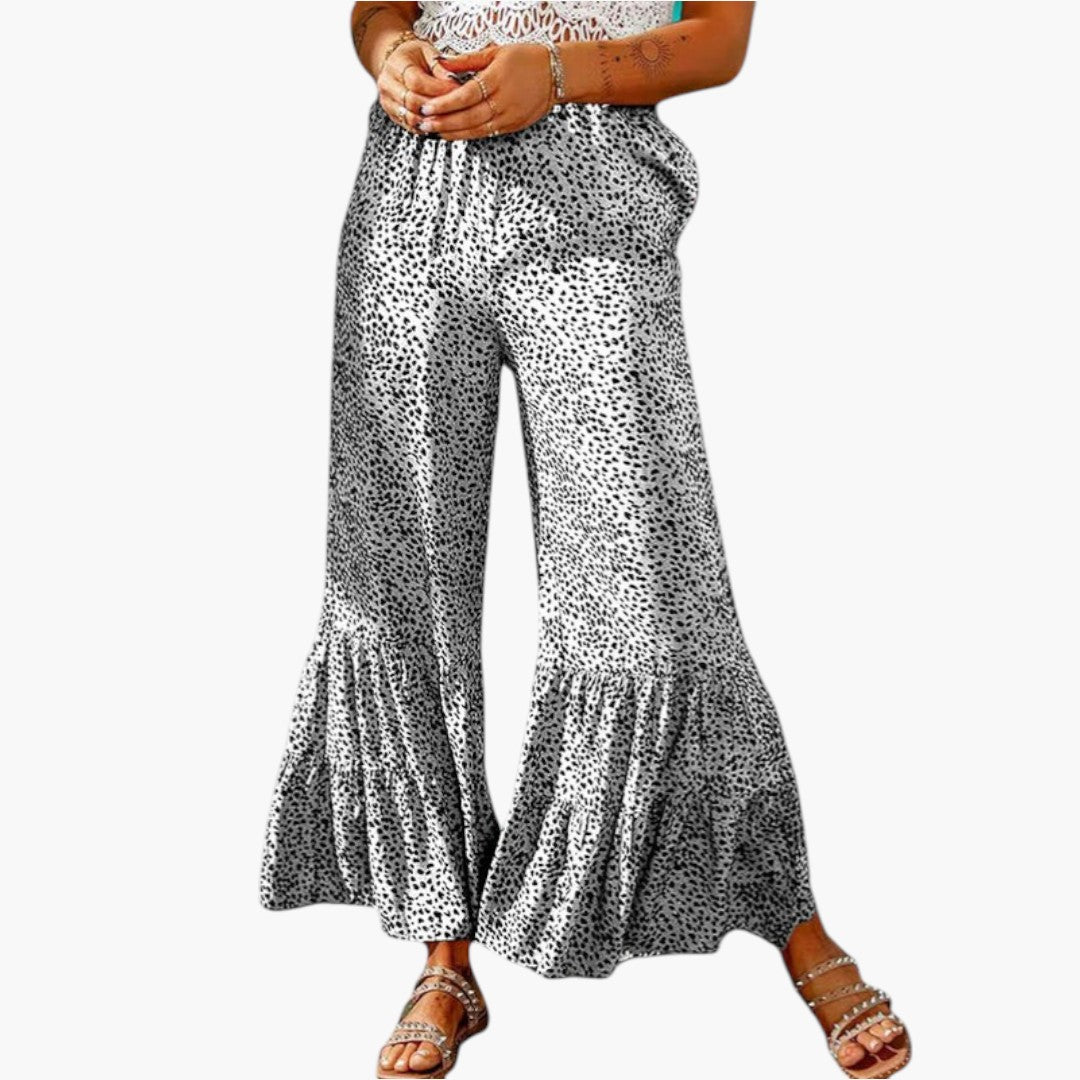Pantaloni Palazzo Donna con Vita Elastica e Orlo Svasato