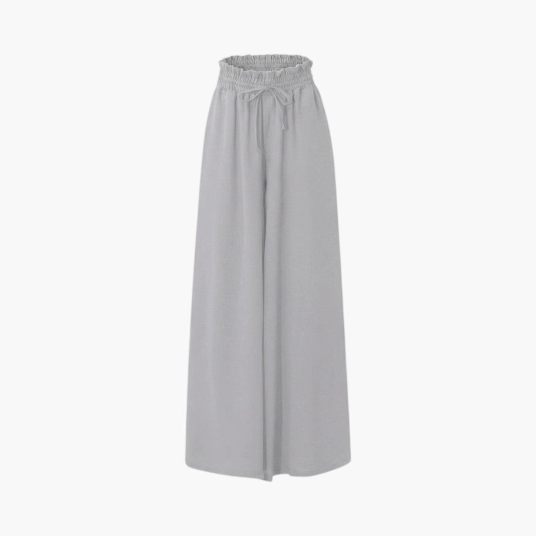 Pantalon Palazzo Femme a Taille Élastique et Poches