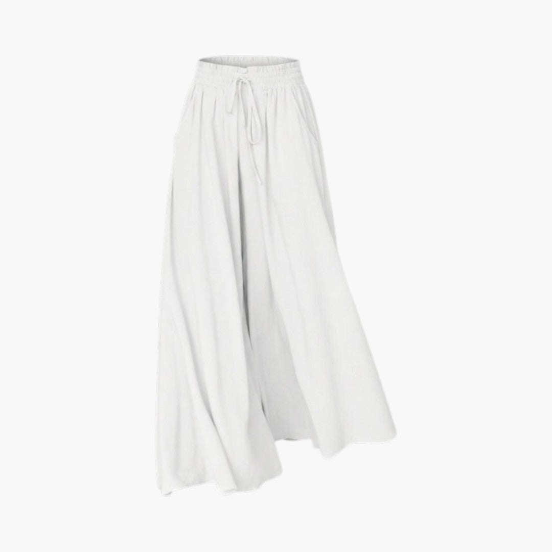 Pantalon Palazzo Femme a Taille Élastique et Poches